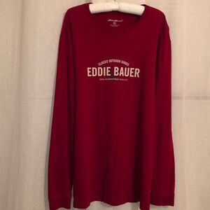 Eddie Bauer XL Tall Red Classic Outdoor Long Sleeve Crewneck Cotton Tee